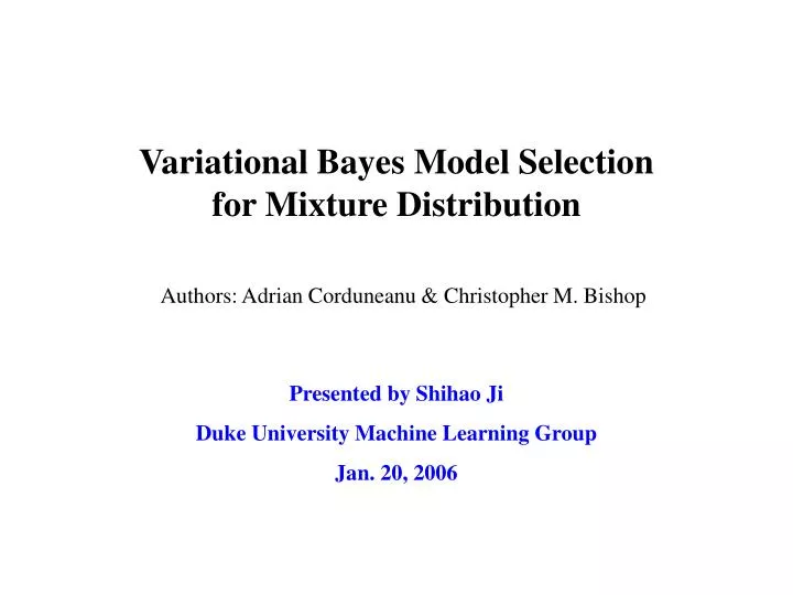 variational bayes model selection for mixture distribution
