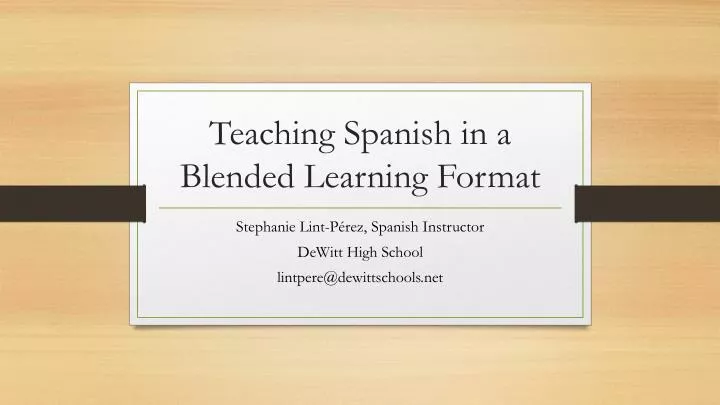 teaching spanish in a blended learning format