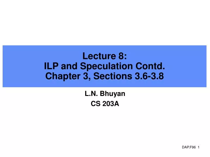 lecture 8 ilp and speculation contd chapter 3 sections 3 6 3 8