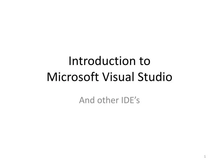 introduction to microsoft visual studio