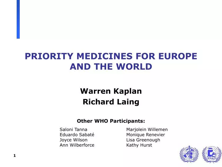 priority medicines for europe and the world