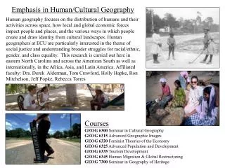 Emphasis in Human/Cultural Geography