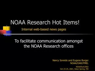 NOAA Research Hot Items!