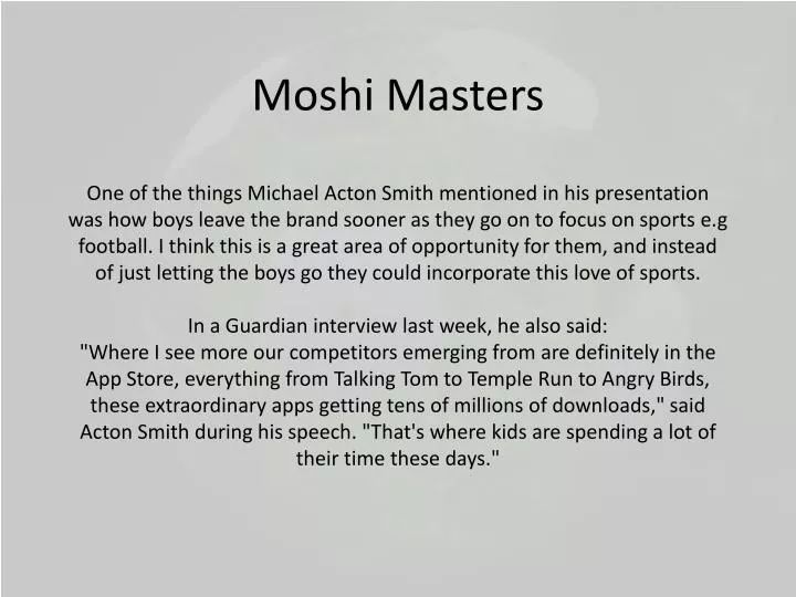 moshi masters