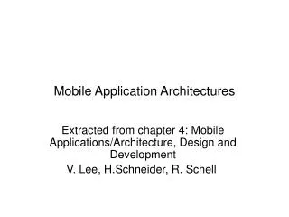 Mobile Application Architectures