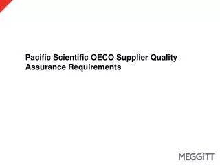 Pacific Scientific OECO Supplier Quality Assurance Requirements