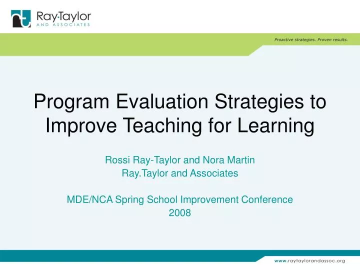 program evaluation strategies to improve teaching for learning