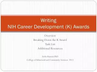 Writing NIH Career Development (K) Awards