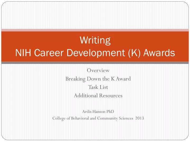 writing nih career development k awards