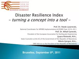 Disaster Resilience Index - turning a concept into a tool -