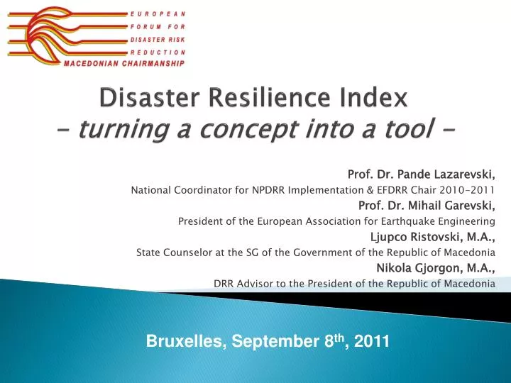 disaster resilience index turning a concept into a tool
