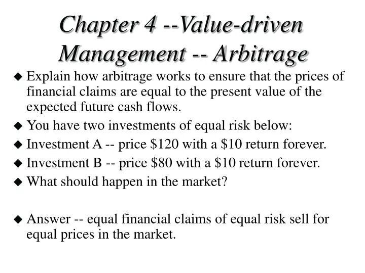 chapter 4 value driven management arbitrage