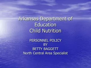 Arkansas Department of Education Child Nutrition