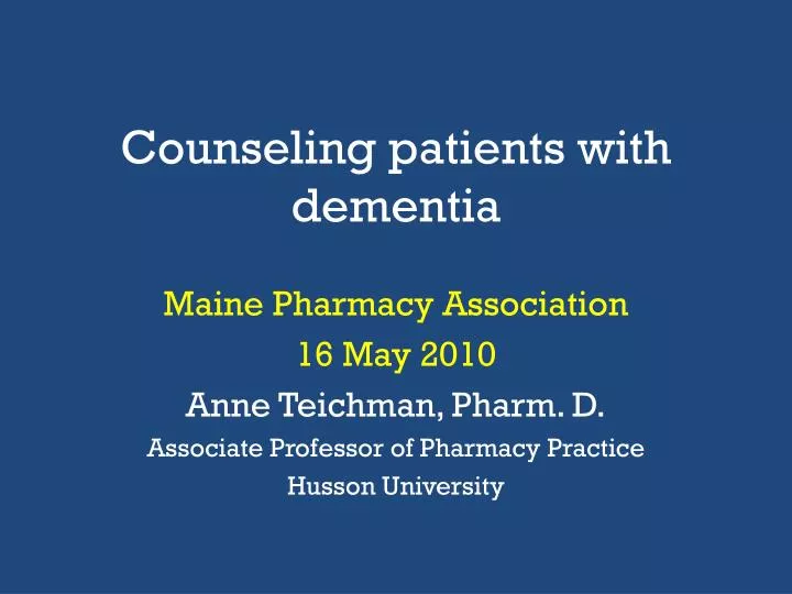 counseling patients with dementia