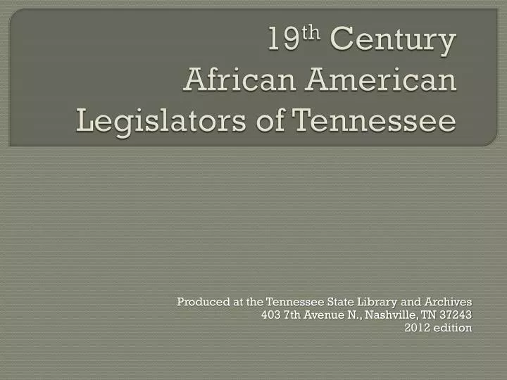 19 th century african american legislators of tennessee