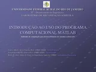 introdu o ao uso do programa computacional matlab