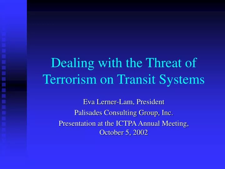 dealing with the threat of terrorism on transit systems