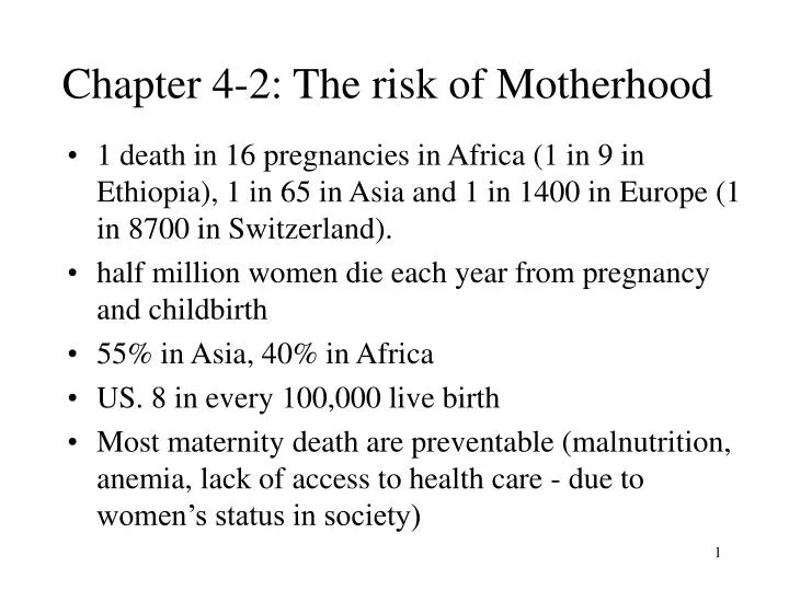 chapter 4 2 the risk of motherhood