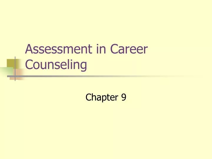 assessment in career counseling