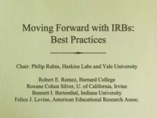 Moving Forward with IRBs: Best Practices