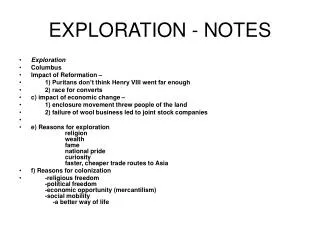 EXPLORATION - NOTES