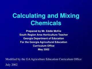 Calculating and Mixing Chemicals