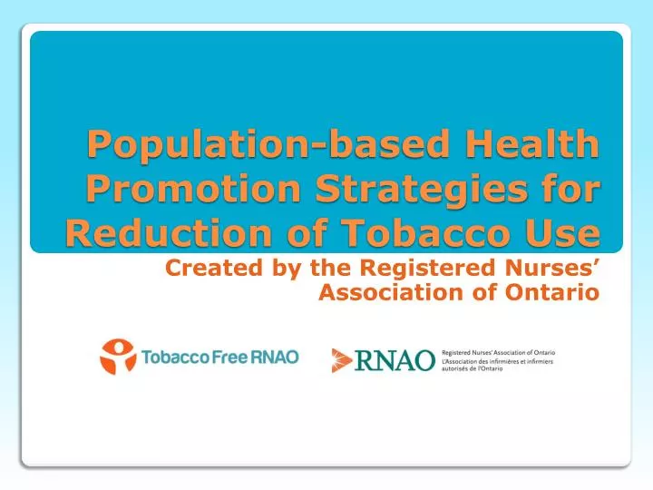 population based health promotion strategies for reduction of tobacco use