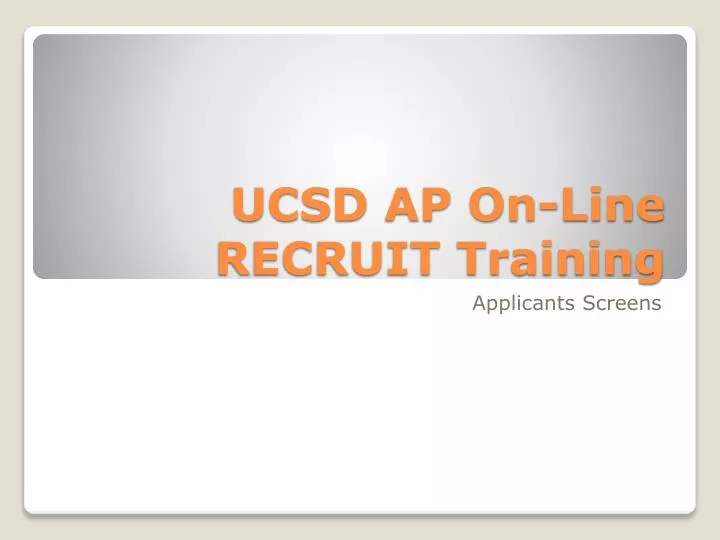 ucsd ap on line recruit training