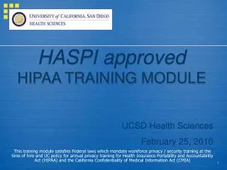 HASPI approved HIPAA TRAINING MODULE