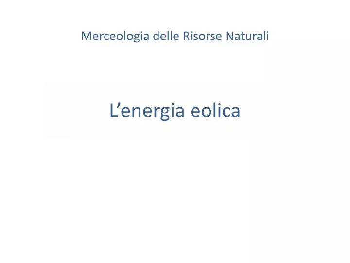 l energia eolica