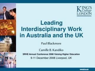 Leading Interdisciplinary Work in Australia and the UK