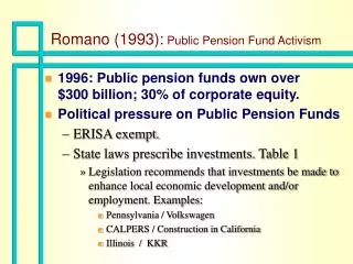 Romano (1993): Public Pension Fund Activism