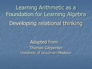 Learning Arithmetic as a Foundation for Learning Algebra
