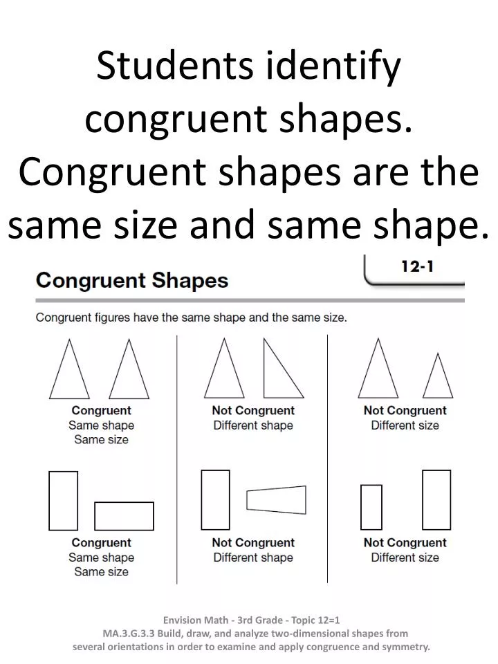 students identify congruent shapes congruent shapes are the same size and same shape
