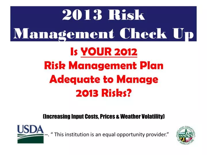 2013 risk management check up