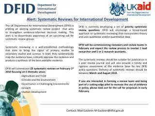 Alert: Systematic Reviews for International Development