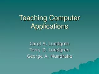 Teaching Computer Applications