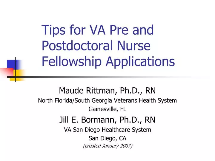 tips for va pre and postdoctoral nurse fellowship applications