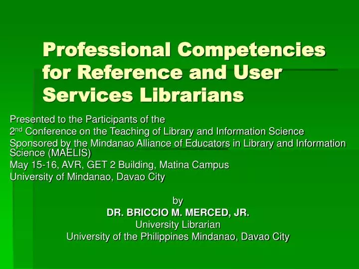 professional competencies for reference and user services librarians