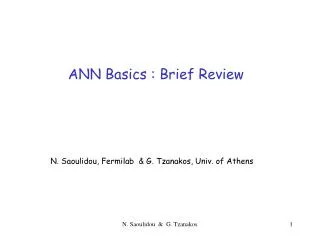 ANN Basics : Brief Review