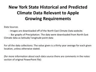 New York State Historical and Predicted Climate Data Relevant to Apple Growing Requirements