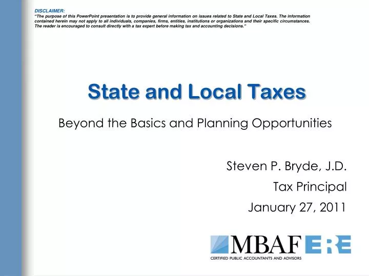 state and local taxes