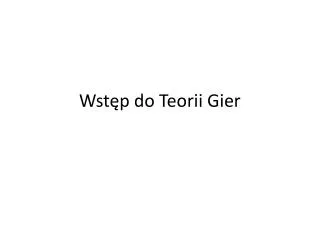 wst p do teorii gier