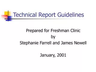 Technical Report Guidelines