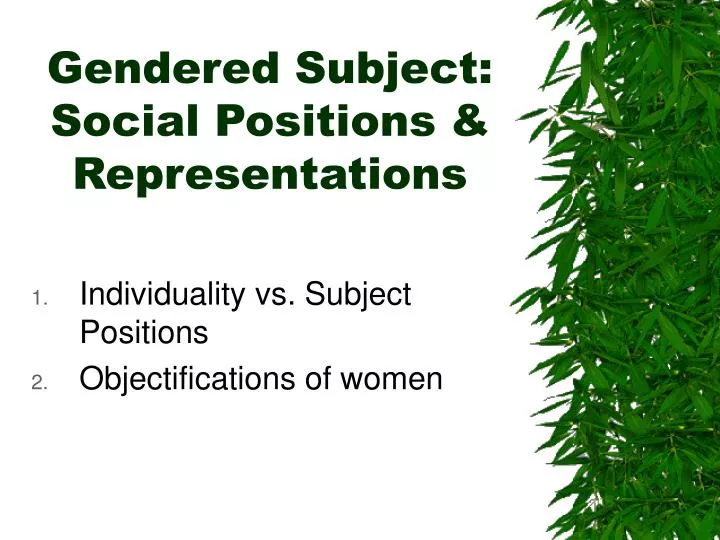 gendered subject social positions representations