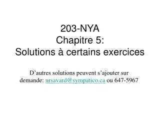 203 nya chapitre 5 solutions certains exercices