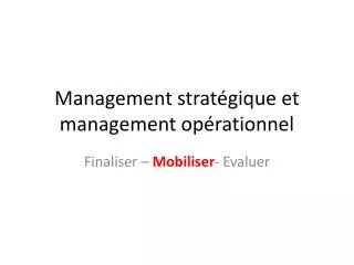 management strat gique et management op rationnel