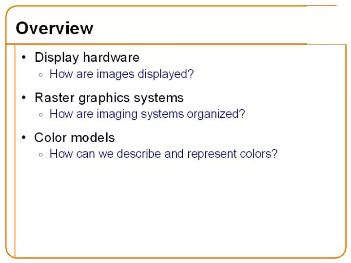overview of graphics systems