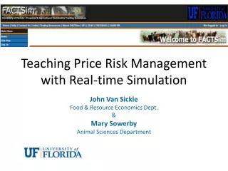 Teaching Price Risk Management with Real-time Simulation