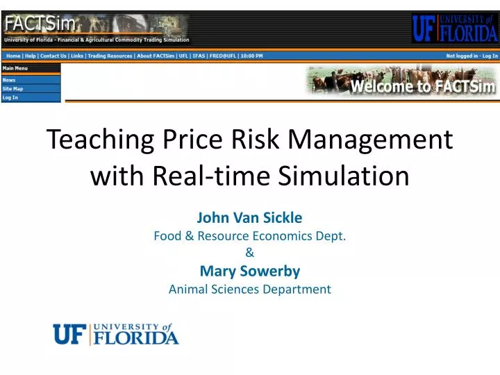 teaching price risk management with real time simulation